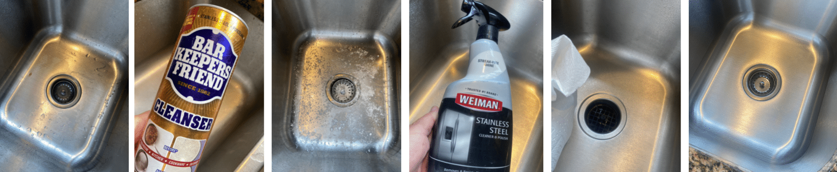 process for cleaning a stainless steel sink